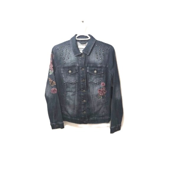 Billy T Embroidered Denim Jacket XS Artwear Rock Chic Boho Festival Statement - Picture 2 of 6